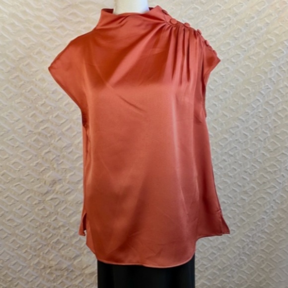 Vince Camuto Tops - Vince Camuto Satin Button Detail Top Rust, Medium